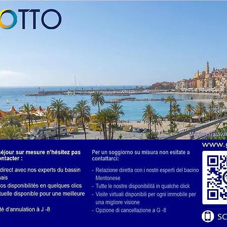 Apartmán **2p Calme Climatise, Terrasse, Centre Menton, Proche Plages Et Commerces** - Fr-1-196-356